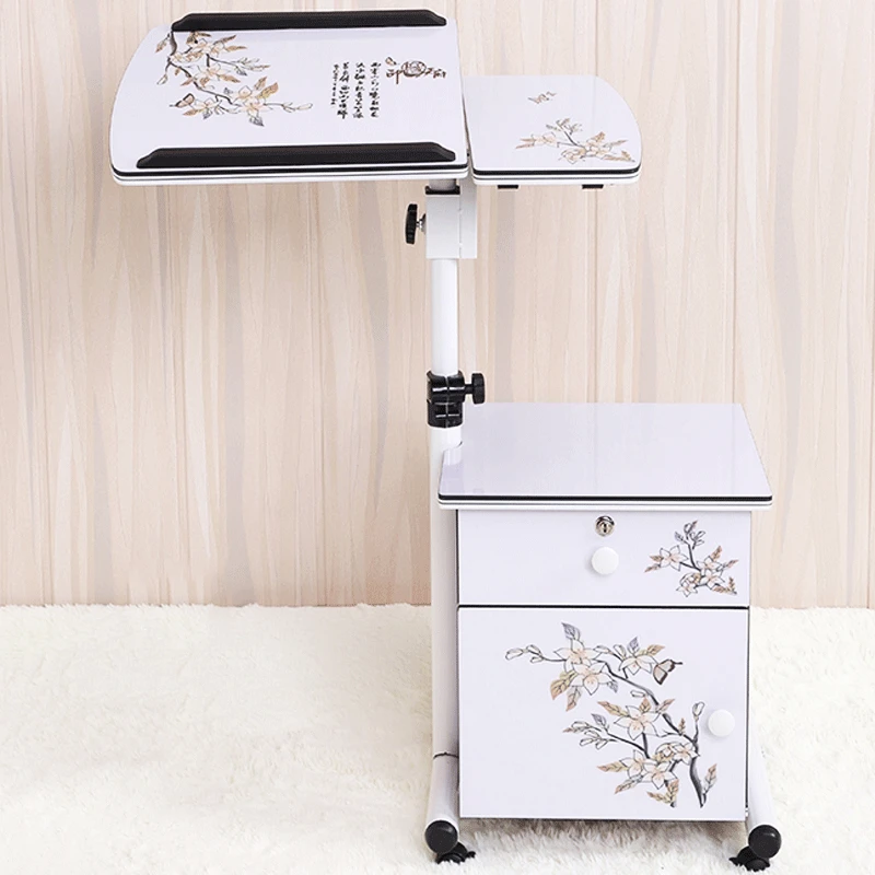 

Bedside Table Height Adjustable Laptop Cart Computer Desk , Workstation, Writing Desk Table With Drawers
