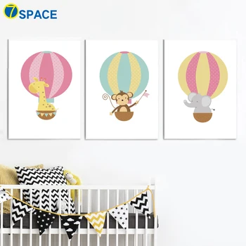 

Balloon Giraffe Monkey Elephant Lion Nursery Wall Art Canvas Painting Nordic Posters And Prints Wall Pictures Kids Room Decor