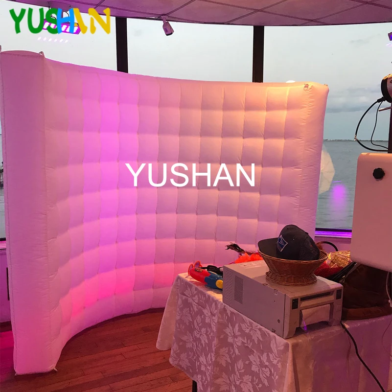 3m White Inflatable Photo booth wall with 16 colors changing LED strip ON TOP LED wall photo