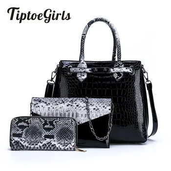

Three-Piece Composite Package Crocodile Pattern Stitching Ladies Handbag New Fashion Casual Wild Shoulder Messenger Bag
