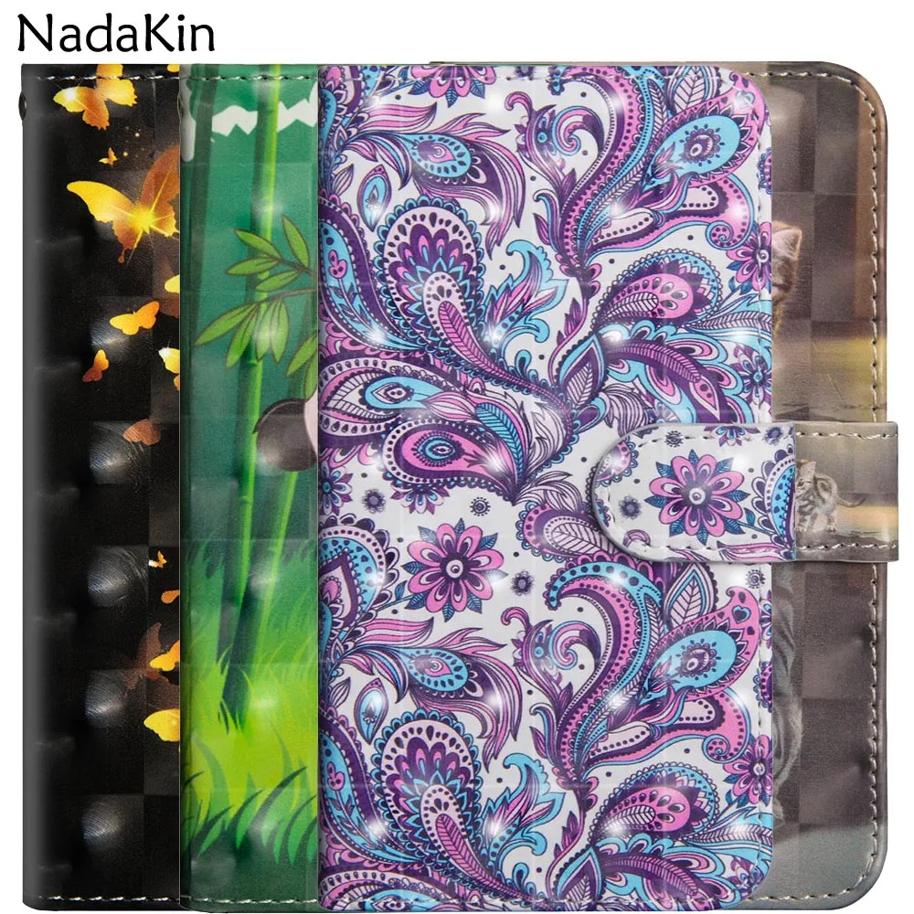 

3D Vision Painted Book Phone Case for Xiaomi Mi A3 Play Redmi Note 7 Pro Leather Wallet Cover Shell Cat Panda Pattern With Strap
