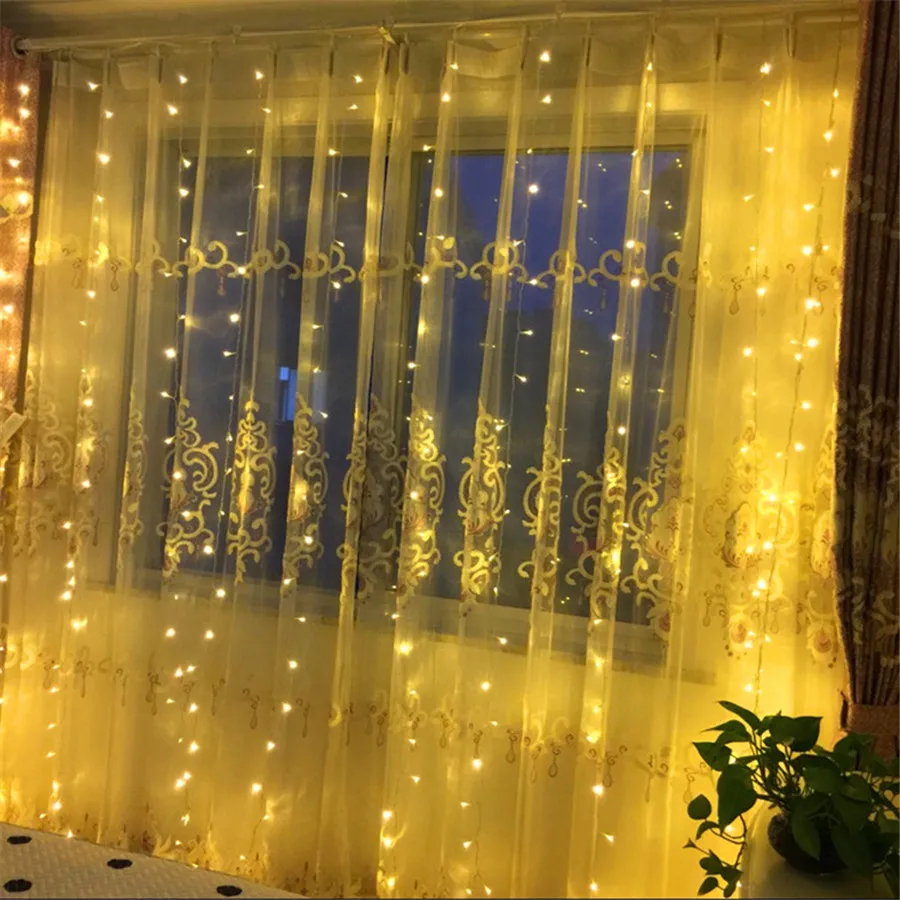 Thrisdar оконная занавессветодиодный светодиодная струнная лампа 3X2 м 3X3 м 6X3 м наружная сосулька Рождественская фея струнная лампа Свадьба Сад Фея гирлянда