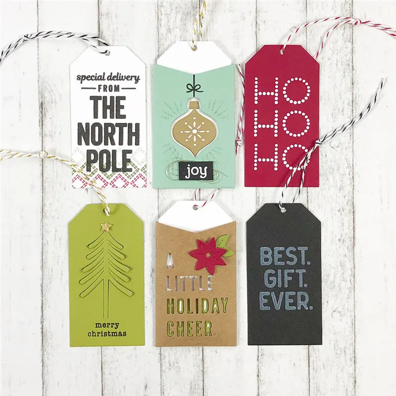 

GJCrafts A Litter Cheer Holiday Tag Metal Cutting Dies New for Scrapbooking Card Making Album Embossing Crafts Stencil Craft Die