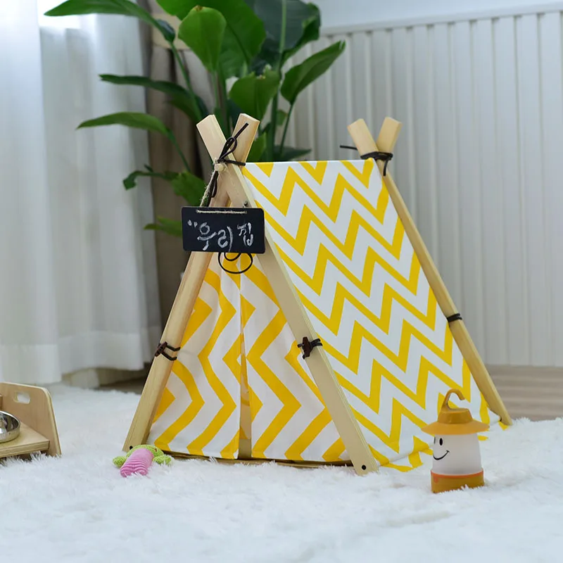 

Yellow Zigzag Dog House Beds Tipi Chien Haustier Tipi