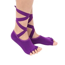 Высококачественные носки для йоги женские парные Женский тренажерный зал носки для йоги танцевальные противоскользящие хлопковые носки на пять пальцев с лентой