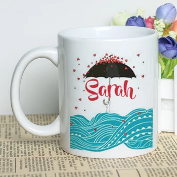 

Custom Name Coffee Cup 11oz 330ml White Ceramic Tea Mug with Cool Printing Personalized Name Gift Mug for Coffee