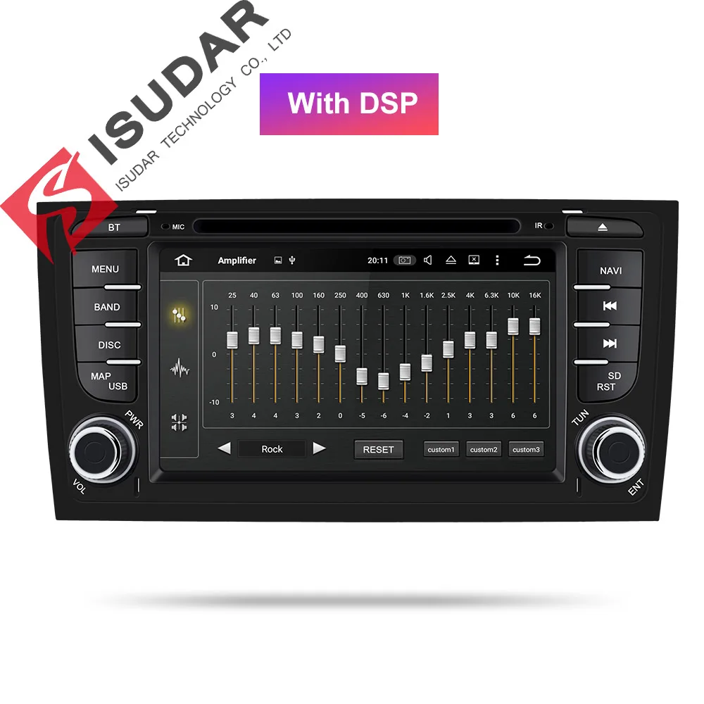 Isudar автомобильный мультимедийный плеер gps два Din Android 9 DVD Automotivo для Audi/A6/S6/RS6 радио FM четырехъядерный ram 2 Гб rom 16 Гб DSP - Цвет: With DSP