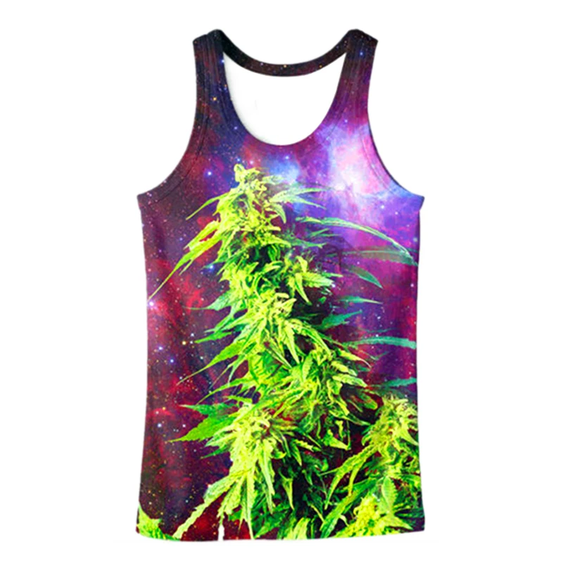 

Harajuku Vest Purple Galaxy Space Hemp Weed Leaf Sea Coral 3D Print Men Tank Top Bodybuilding Tanktop Sleeveless Gilet Shirt