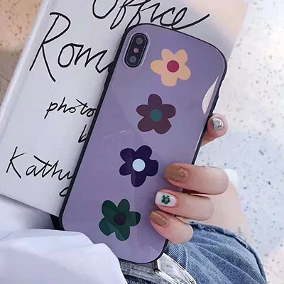 Модный чехол GlamPhoneCase с цветами для телефона iPhone XS Max XR XS X 8 plus 8 7 plus 7 6 S/6 Plus Симпатичные, из мягкого ТПУ чехол для телефона - Цвет: purple