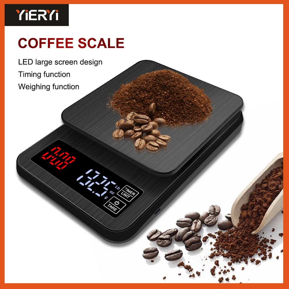 

yieryi 2019 Mini LCD Digital Coffee Scale with Timer 3kg/5kg/10kg 0.1g weight Household Drip Scale Timer