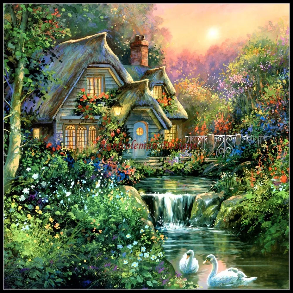 

Вышивка для вышивки «сделай сам», Французский DMC, высококачественные наборы для вышивки крестиком, картина маслом 14 карат, 7 погремушек, коттедж