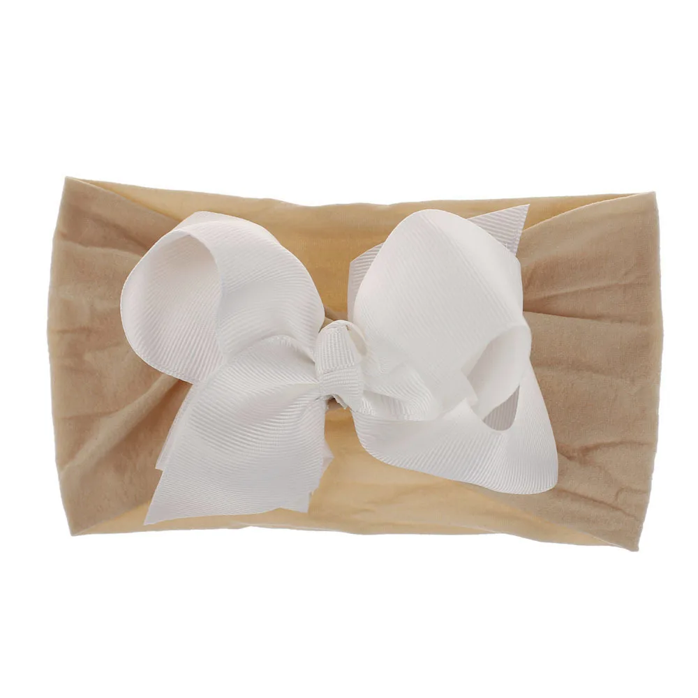nylon bow headband Nude