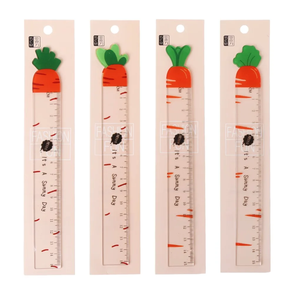 15 см Новинка морковь акрил прямой инструмент линейка измерительная канцелярские Студенческие Новые