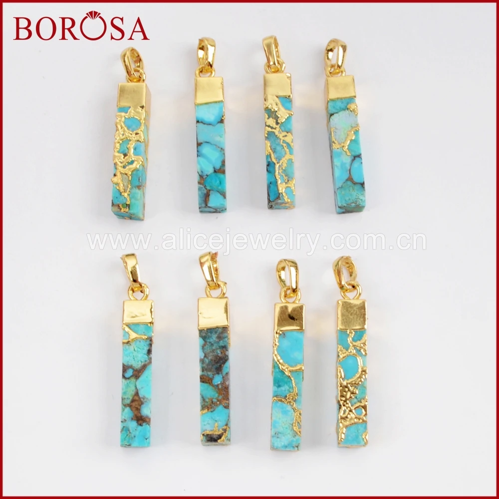 BOROSA 5/10 шт Золотой Цвет Медь натуральная бирюза кулон натуральный голубой камень
