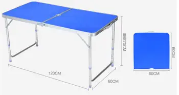 

120*60*70cm Aluminum Alloy Outdoor Tables Portable Folding Camping table Outdoor Picnic desk with umbrella hole & 6pcs chairs