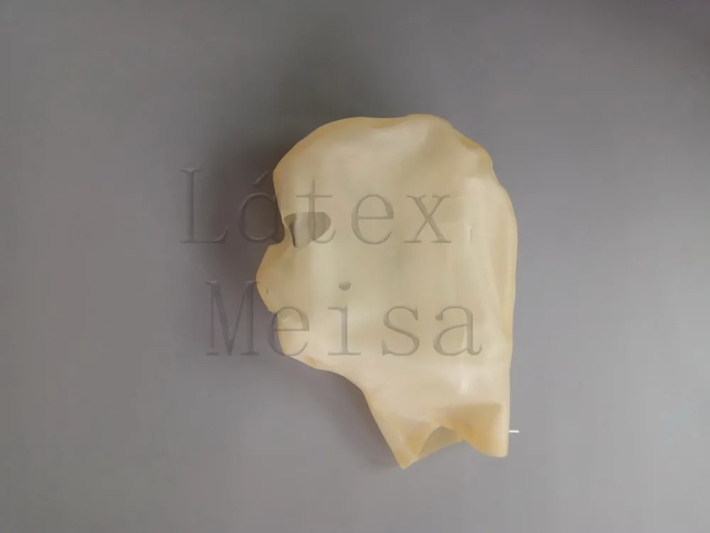 Фетиш голова взрослых латексные колпаки прозрачные резиновые маски Открытый глаз ноздри и рот с молнией
