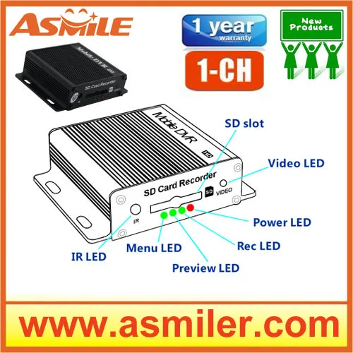 

New 10V-32V power input 1CH SD Mobile DVR support 64GB SD Memory from asmile
