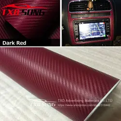 30x127 см (12 "X 50") темно красный 3D углерода волокно виниловая наклейка пленка кузова/интерьера 3D пленка из углеродистого волокна плёнки 16 цветов