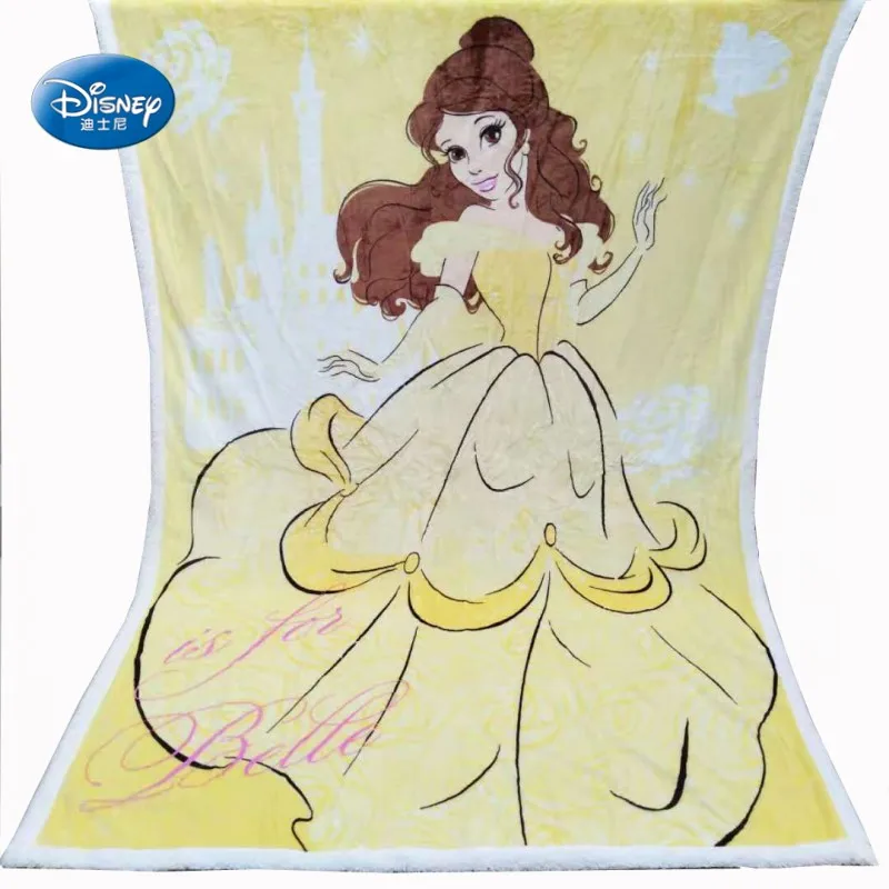 Disney beauty Белла принцесса толстый плюш Теплый желтый флис одеяло с шерпа подложкой детей обувь для девочек подарок на день рождения зима
