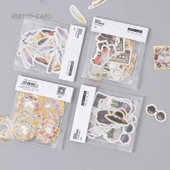 

45 PCS/Pack Feather Bronzing Series Children Stationery Decorative Diary Label Pack Decorative Scrapbooking DIY Stickers