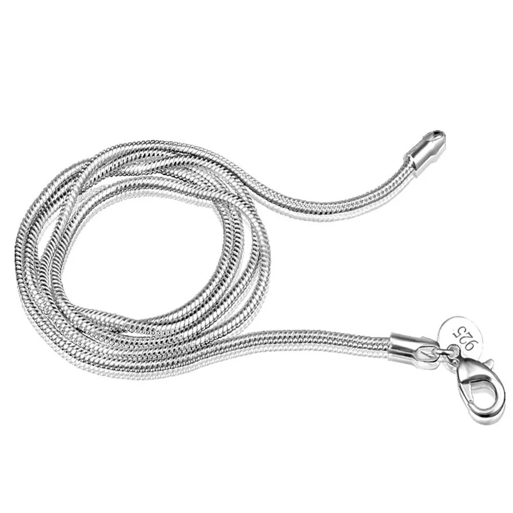 

16-24 inches 2mm Silver Color Creative Snake Chain Snake Bone Shape Necklace Plated Silver Ornament