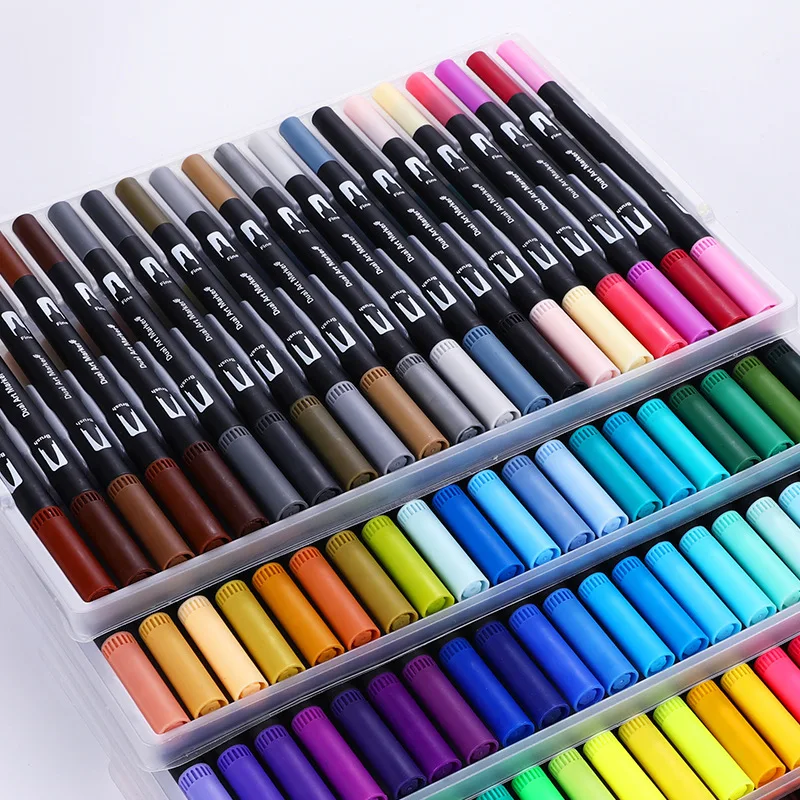 

12/18/24/36/48/72/100PCS Colors Marker FineLiner Drawing Painting Watercolor Art Marker Pens Dual Tip Brush Pen School Supplies