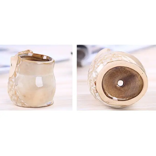 AsyPets 6pcs Ceramic Owl Plant Pot Flowing Glaze Base Creative Flower Container as Decorations-35