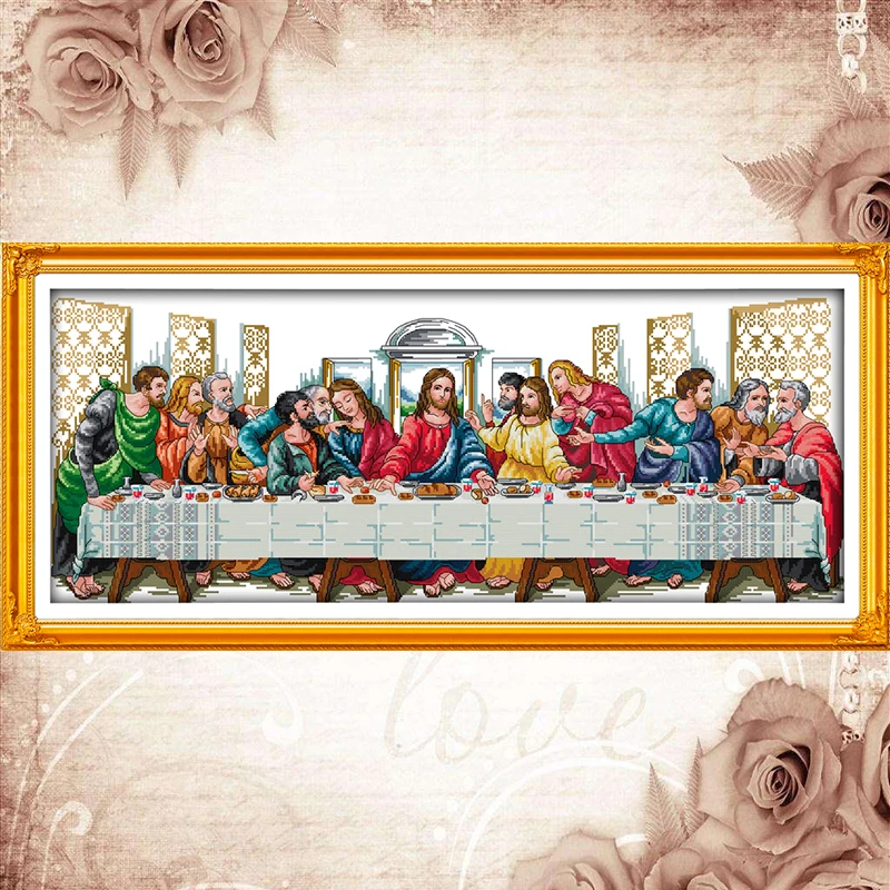 

Joy Sunday counted cross stitch kits set Last Supper 3 DMC14CT11CT cotton fabric livingroom dininghall hotel lobby painting deal