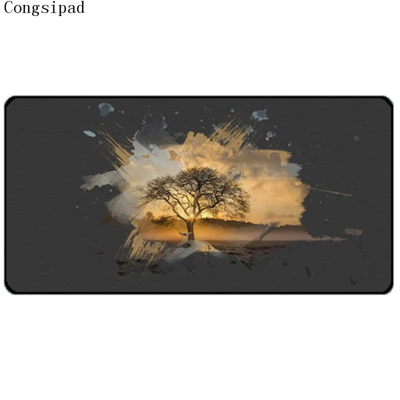 Congsipad super Big Size 400x900MM Brush Canvas Paint Splatter Painting Anti Slip Gaming Mousepad Creative Diy Pc Desk Mats