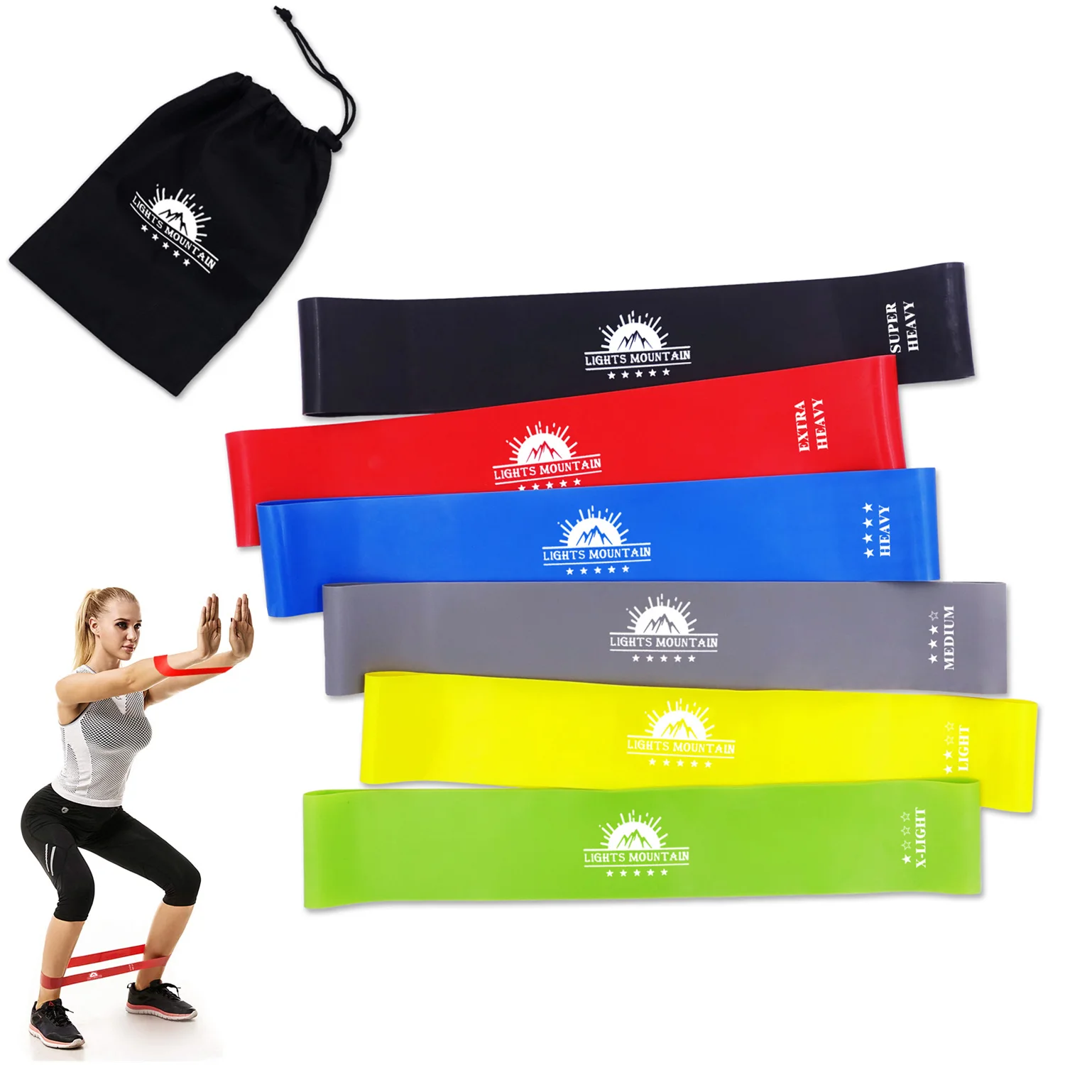 

Thick Resistance Bands Set 6 Levels Rubber Loops with Carry Bag Legs Butt Workout Yoga Crossfit Fitness Elastic Exercise Bands