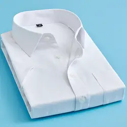 Мужская Летняя Повседневная деловая Однотонная рубашка высокого качества хлопок Удобная тонкая рубашка с воротником Размер 5XL