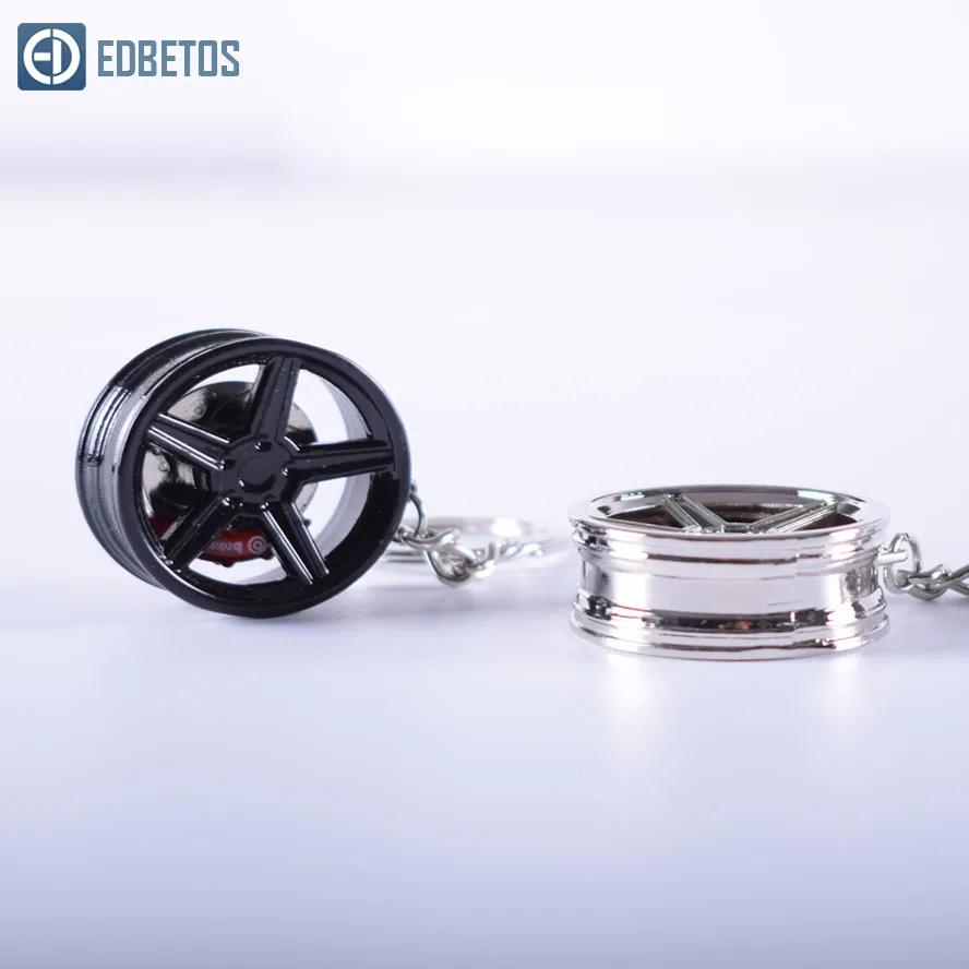 EDBETOS 10 шт. автомобильный ободок колеса брелок креативный металлический сплав обода колеса тюнинг брелок с тормозными дисками - Название цвета: 10pcs B Black