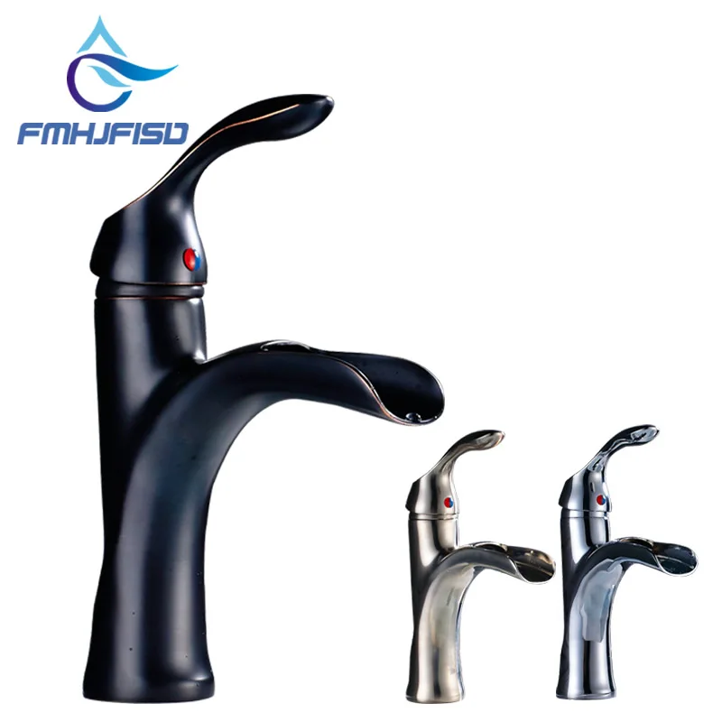 

Basin Faucets Waterfall Faucet Single Handle Basin Mixer Tap Bathroom Faucet Chrome Nickel ORB Finish