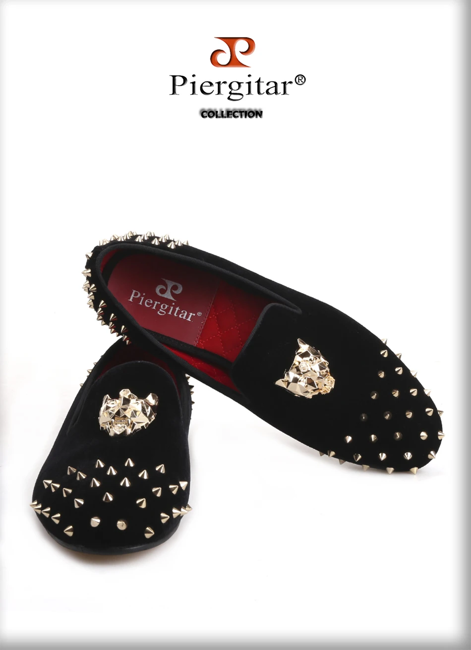 Piergitar/ Мужская бархатная обувь с золотыми альпинистская кошка и шипы для вечеринки и свадьбы, мужские лоферы, модная брендовая мужская повседневная обувь