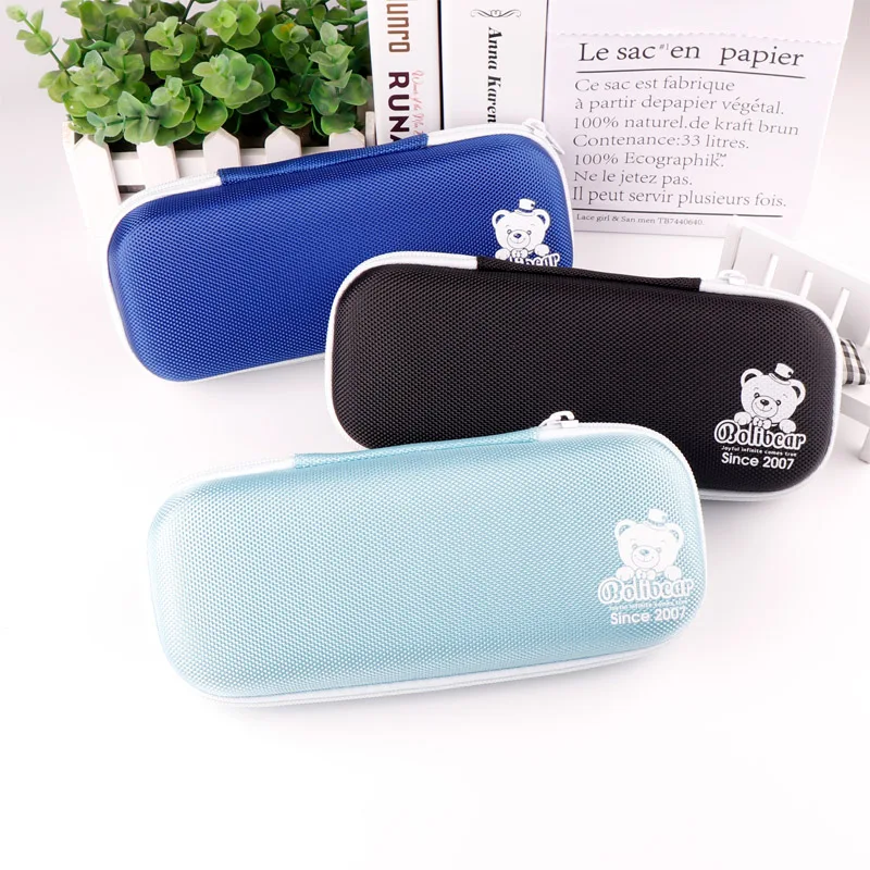 

Solid color pencil case cute bear pattern school stationery pencil pouch