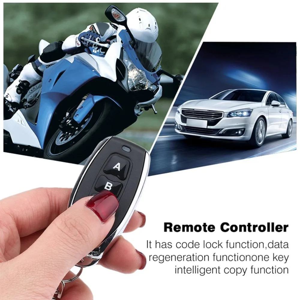 

433MHz Wireless Metal 3 Key Garage Door Duplicator Learning Code Key Fob Control DC 6V Universal Copy Auto Car Alarm System