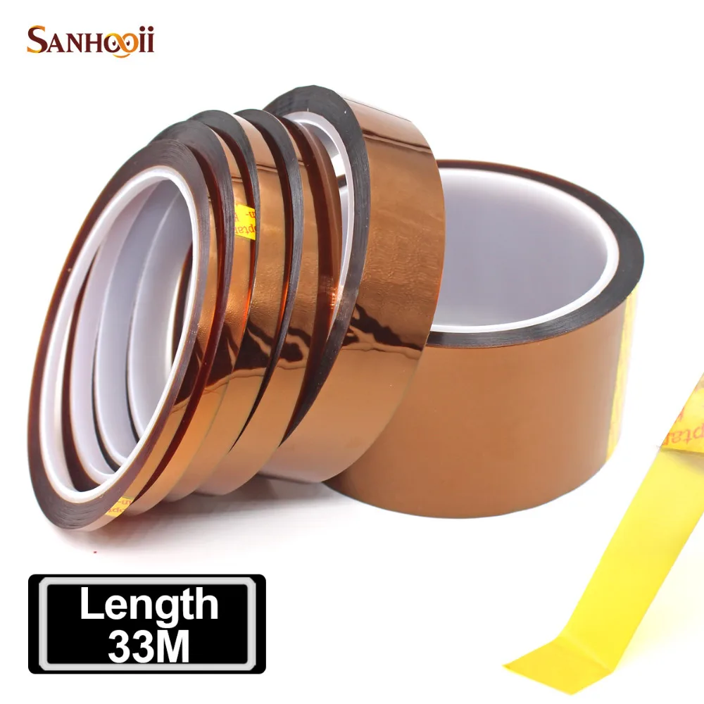 

SANHOOII Length 33m No Residual SMT PCB Board Protection High Temperature Heat Resistant Polyimide Adhesive Insulation Tape