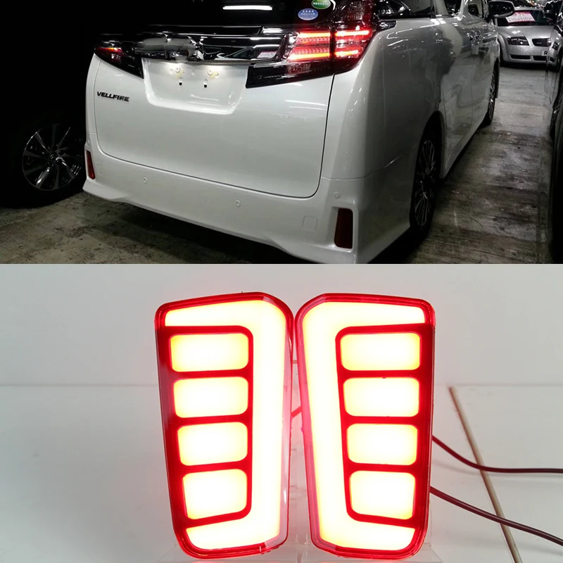 For Toyota Vellfire ALPHARD Multi-function LED Rear Fog Lamp Bumper Light Auto Brake Light Turn Signal Reflector