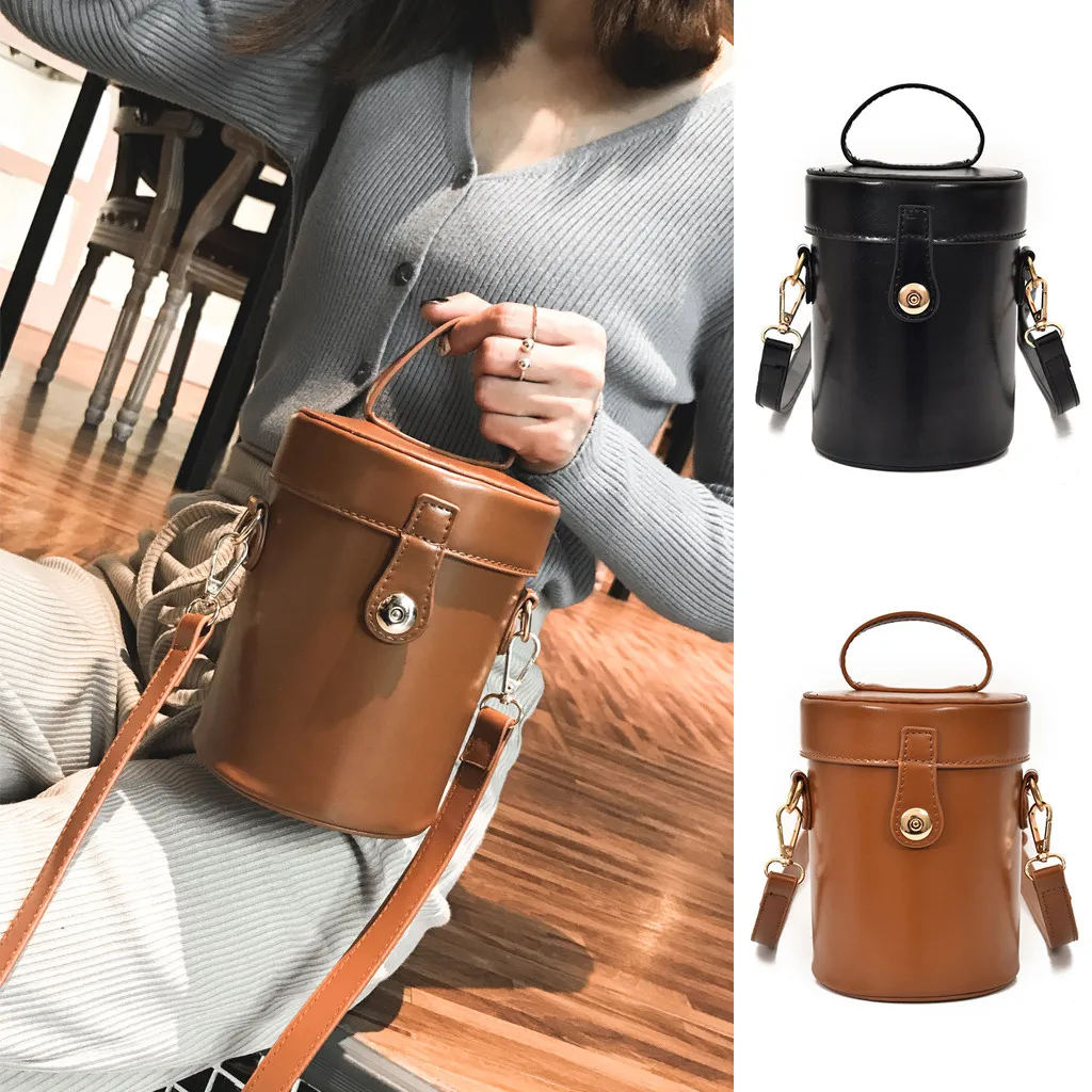 

Coneed Summer Women Retro Pure Color Bucket Bag Crossbody Bag Unique Messenger Shoulder Bag 2019 Apr18 P40
