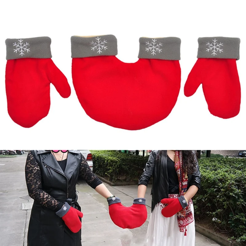 3 шт./компл. теплые рождественские парные перчатки из флиса утолщенные зимние любовники перчатки для бега милые теплые ручки двойная перчатка