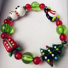 Изготовленная вручную стеклянная фигурка снеговика, рождественские украшения, аксессуары, новогодние вечерние украшения, креативный милый браслет, ювелирное изделие, подарок