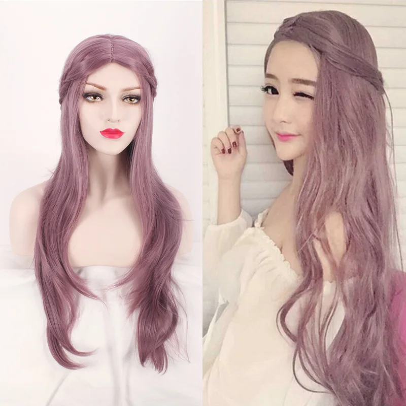 

Free hair cap+ 80cm/31" Comic Con Fairy cosplay wig Elf long purple wig Women Lolita wig Club puple long wavy hair wig