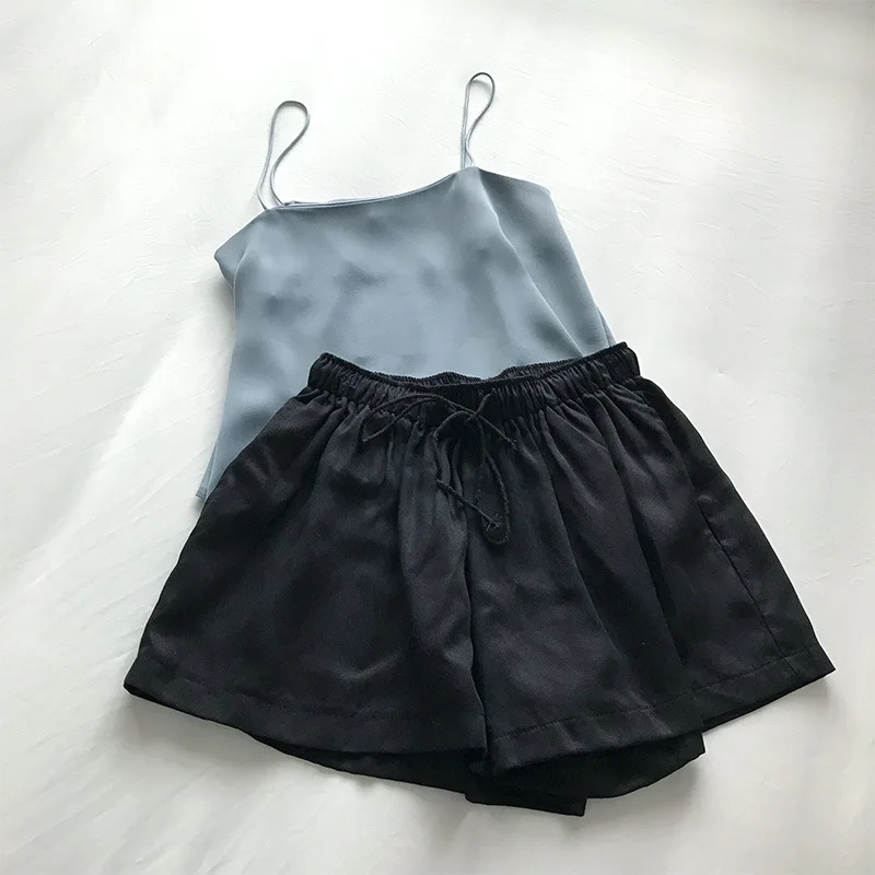 Летние повседневные женские шорты с высокой талией и завязками, 7 цветов, женские шорты - Цвет: Черный
