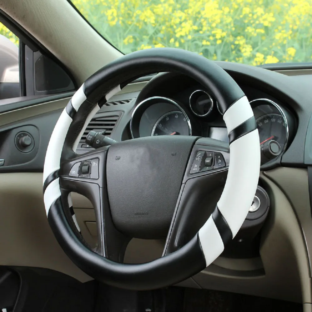 Ledaut Car Steering Wheel Covers 15inch Sheepskin Leather Steering