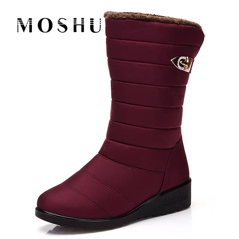 

Women Down Boots Winter Warm Fur Plush Insole Shoes Thick Fluffy Waterproof Cotton Mother Casual Shoes Zapatos Mujer