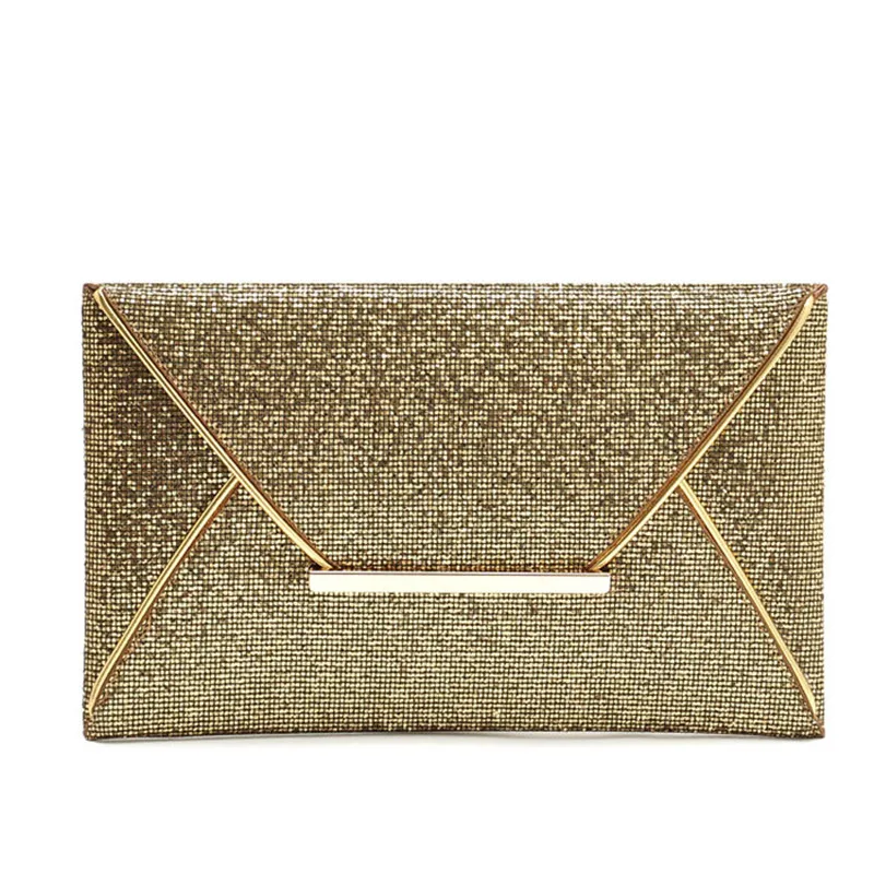 

Excellent Quality Women Evening Party Bags Gold Sequins Envelope Purse Clutch Handbags Envelope Pattern Shiny Solid Ultrathin