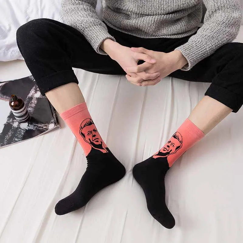 

New Cotton Character Avatar Long Sock High Tube painting Men Long Socks Absorb Sweat Breathable Hosiery