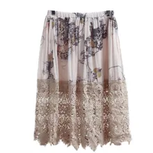 Женская японская летняя кружевная юбка с цветочным принтом, Ретро стиль, Faldas Muje, плиссированная юбка с оборками Y03586