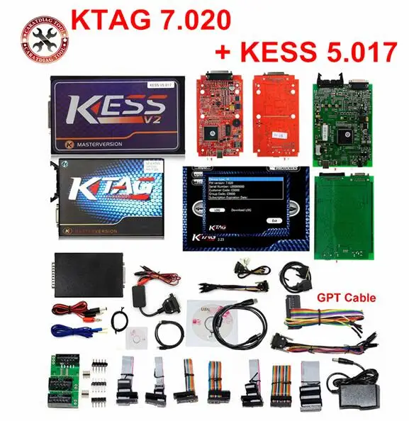 Лучший Ktag K TAG V7.020 KESS V2 V5.017 SW V2.23 мастер ECU чип Тюнинг инструмент K-TAG 7,020 онлайн лучше работать KTAG V7.003 - Цвет: KTAG and KESS