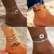 Tobilleras de abalorios de tortuga Bohemia conchas de 17 KM, Set para mujer, 6 tobilleras de playa personalizadas Vintage, pulsera de 2019 pies, joyería Bohemia